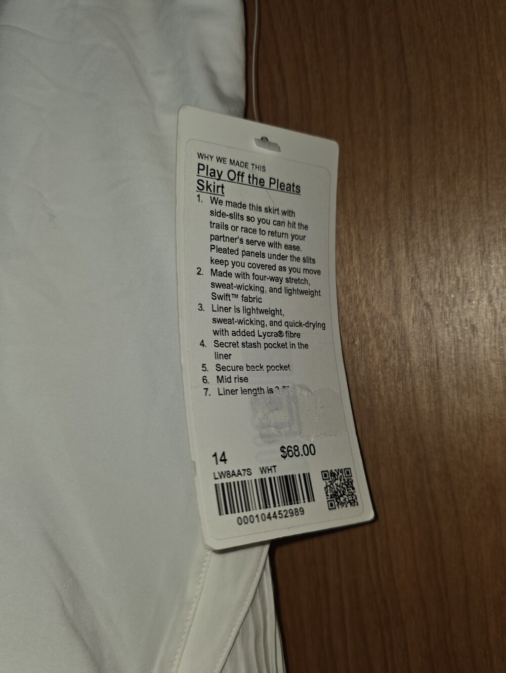 NEW Lululemon “Play Off the Pleats” tennis skirt White Sz 14 - Picture 8 of 10